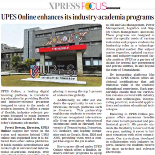 UPES Online enhances its industry academia programs