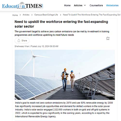 Need to upskill the workforce entering the fast expanding solar sector